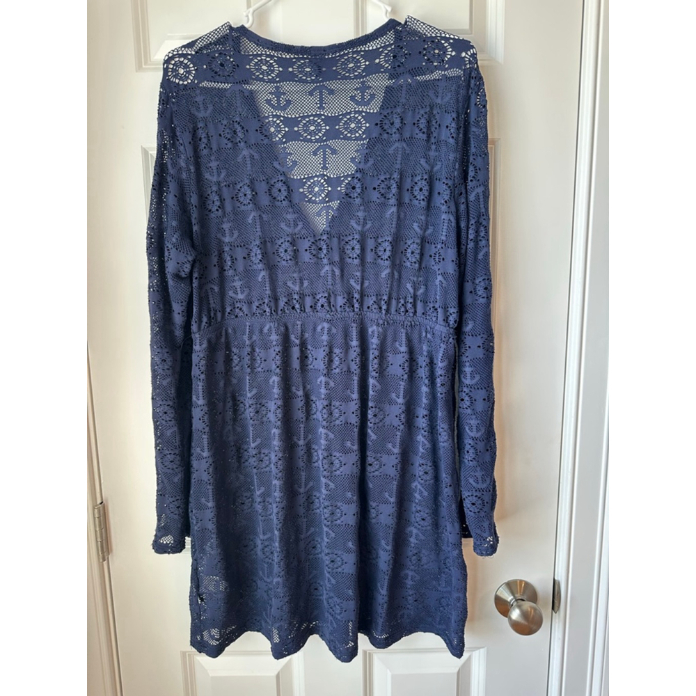 Women's Nautica Blue Mesh Long Sleeve Cover-Up Size L - Picture 4 of 6
